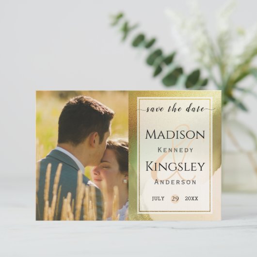 Fab Chartreuse 🤵 Vet & Stijlvol Budget Wedding Save The Date (Staand voorkant)