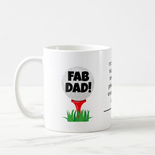FAB DAD. Golfer Vaderdag Coffee-Mok Koffiemok (Links)