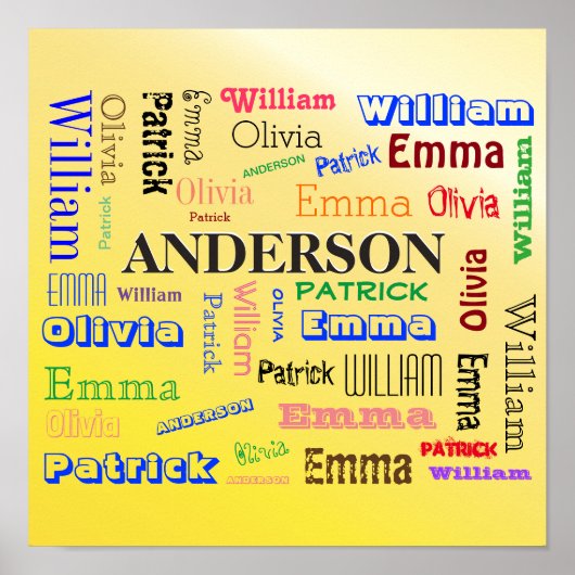 Fab Family Cool Word Cloud Poster (Voorkant)