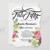 Fab Fifty 50 Verjaardagsfeest  Botany Flower Kaart (Voorkant)
