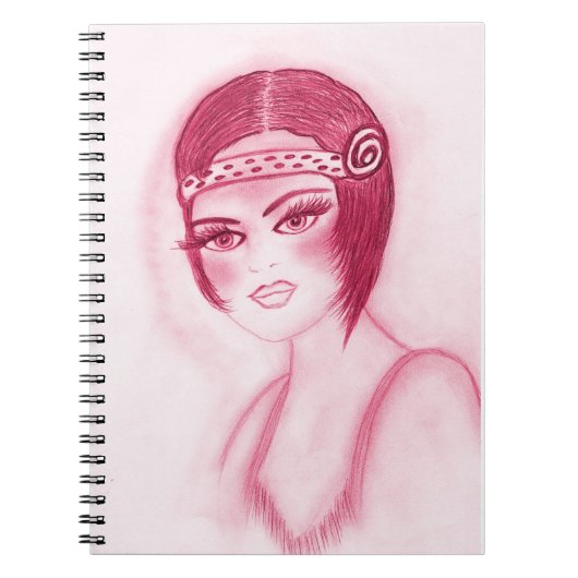 Fab Flapper Girl in Red Notitieboek (Voorkant)