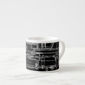 FaB MeChaNiCal DrAwinG BlUEpRiNT Black en White Espresso Kop (Voorkant rechts)