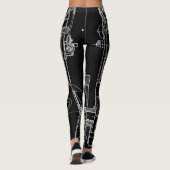 FAB MECHANICAL DRAWING BLUEPRINT BLACK WHITE LEGGINGS (Achterkant)