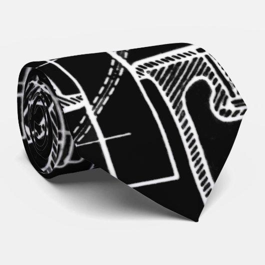 FAB MECHANICAL DRAWING BLUEPRINT BLACK WHITE STROPDAS (Opgerold)