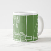 FaB MeChaNiCal DrAwinG BlUEpRiNT gReeN AnD WhITe! Grote Koffiekop (Voorkant rechts)