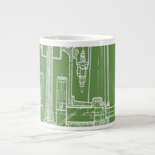 FaB MeChaNiCal DrAwinG BlUEpRiNT gReeN AnD WhITe! Grote Koffiekop