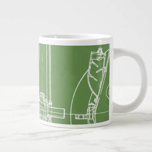 FaB MeChaNiCal DrAwinG BlUEpRiNT gReeN AnD WhITe! Grote Koffiekop (Rechts)