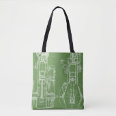 FAB MECHANICAL DRAWING BLUEPRINT green WHITE Tote Bag (Voorkant)