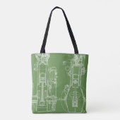 FAB MECHANICAL DRAWING BLUEPRINT green WHITE Tote Bag (Achterkant)
