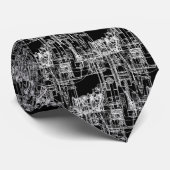 FAB MECHANISCHE TEKENING BLAUWDRUK ZWART WIT STROPDAS (Opgerold)