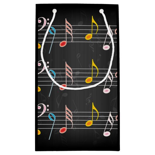Fab-Muzieknoten op zwart Klein Cadeauzakje (Achterkant)