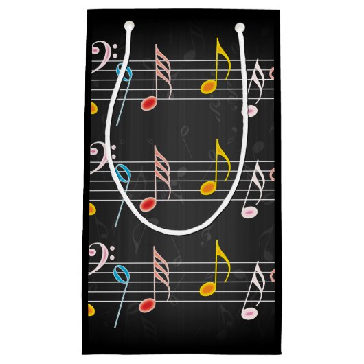 Fab-Muzieknoten op zwart Klein Cadeauzakje (Voorkant)