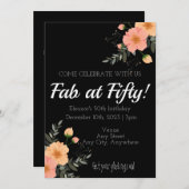 Fab op 50 verjaardagskaart. Rozen op zwart. bewerk Kaart (Voorkant / Achterkant)