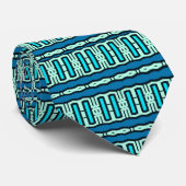 Fab Pattern 2 (blauw-groen) Stropdas (Opgerold)