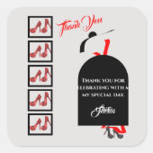 Fab Silhouette Glam Red Black Shoes Dankjewel Vierkante Sticker (Voorkant)