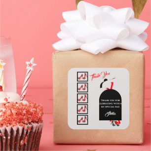 Fab Silhouette Glam Red Black Shoes Dankjewel Vierkante Sticker