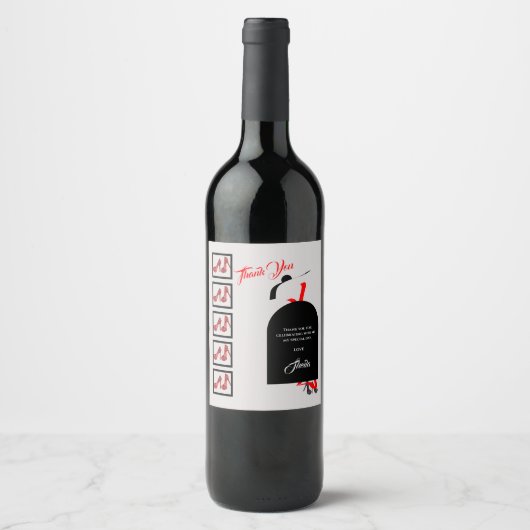 Fab Silhouette Glam Red Black Shoes Dankjewel Wijn Etiket (Voorkant)