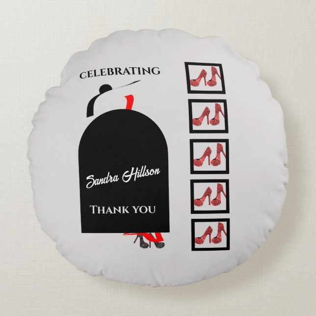 Fab Silhouette Glam Shoes Red Black Birthday Rond Kussen (Voorkant)