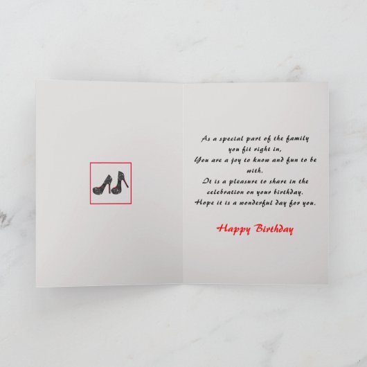 Fab Silhouette Glam Shoes Red Black Happy Birthday Kaart (Binnen)