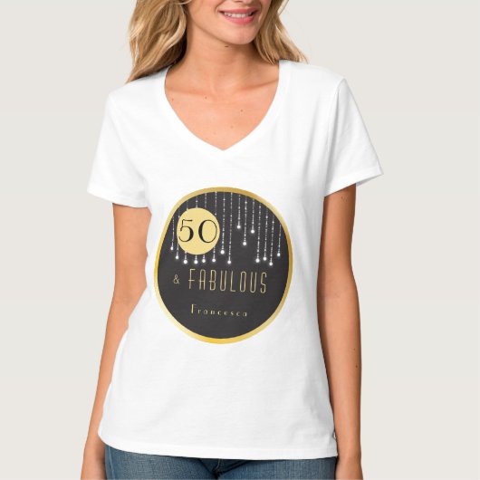 Fab Verjaardag 50e Cool Fun Zwart T-shirt (Voorkant)