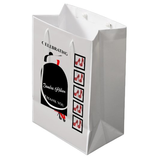 Fab Woman Silhouette Glam Shoes Red Black Birthday Medium Cadeauzakje (Voorkant Gekanteld)
