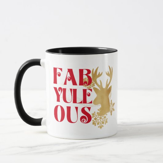 Fab-Yule-Ous Christmas Reindeer Red and Gold Mok (Links)