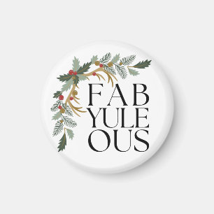 Fab-Yule-Ous Moderne Kerst Groen, Rood en Goud Magneet