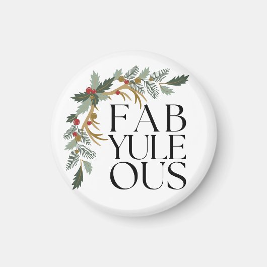 Fab-Yule-Ous Moderne Kerst Groen, Rood en Goud Magneet (Voorkant)