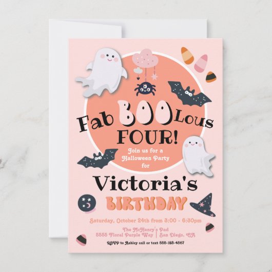 FabBOOlous Little Boo Halloween Birthday Party Kaart (Voorkant)