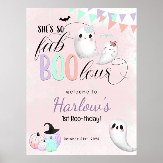 FabBOOlous Pastel Halloween Verjaardag Welkom Poster (Voorkant)