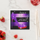Fabelachtig Fierce Glittery Stiletto Stripe paarse Servetten (Insitu)