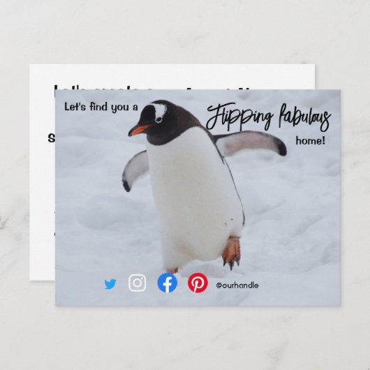 fabelachtig makelaarster pinguïn briefkaart (Voorkant / Achterkant)