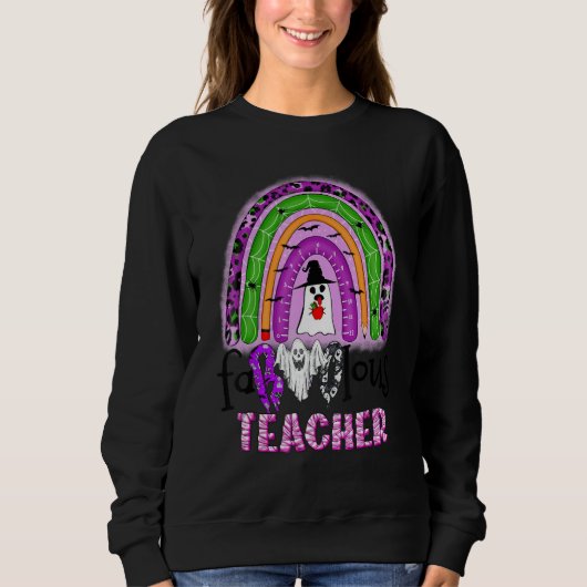 Fabelachtige leraar Rainbow Spooky Ghost Teaching Trui (Voorkant)