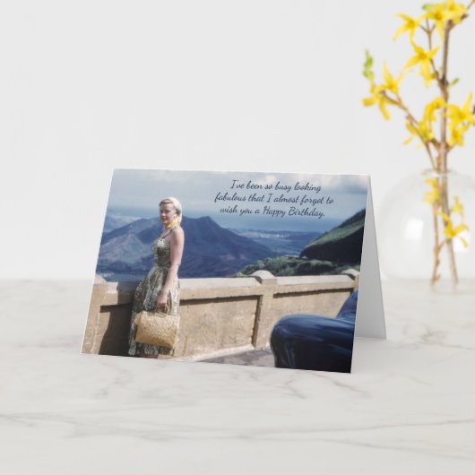 Fabelachtige Mooie Dame Retro van de Humor van de Kaart (Gele Bloem)