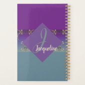 Fabergè-achtige Paars-blauwe gradiënt Monogram Planner (Achterkant)