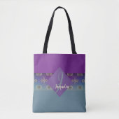 Fabergè-achtige Paars-blauwe gradiënt Monogram Tote Bag (Voorkant)