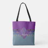 Fabergè-achtige Paars-blauwe gradiënt Monogram Tote Bag (Achterkant)