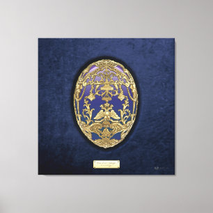 Faberge Eieren: Tsarevich Ei op Blauw Fluweel Canvas Afdruk