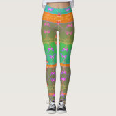 Faberge Geïnspireerd Roos Floral Folk Revival Leggings (Voorkant)