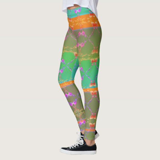 Faberge Geïnspireerd Roos Floral Folk Revival Leggings (Links)