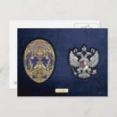 Faberge Tsarevich Ei met Verrassing op Blauw Fluwe Briefkaart (Voorkant / Achterkant)