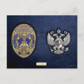 Faberge Tsarevich Ei met Verrassing op Blauw Fluwe Briefkaart (Voorkant)
