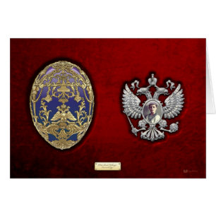 Faberge Tsarevich Ei met Verrassing op Rood Fluwee