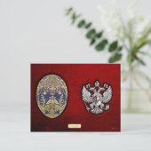 Faberge Tsarevich Ei met Verrassing op Rood Fluwee Briefkaart (Staand voorkant)