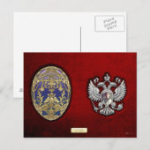 Faberge Tsarevich Ei met Verrassing op Rood Fluwee Briefkaart (Voorkant / Achterkant)