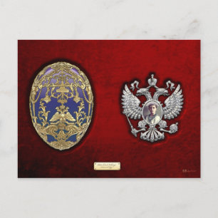 Faberge Tsarevich Ei met Verrassing op Rood Fluwee Briefkaart