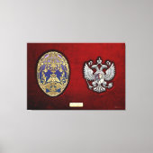Faberge Tsarevich Ei met Verrassing op Rood Fluwee Canvas Afdruk (Voorkant)