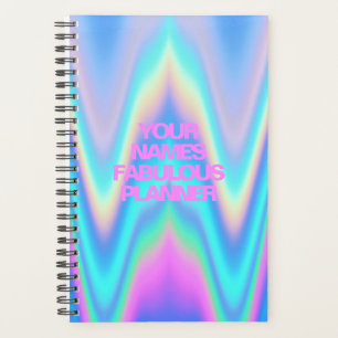 Fabolische neonholografische eenroze naam planner