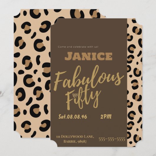 Fabolous Cheetah 50ste Kaart (Voorkant / Achterkant)