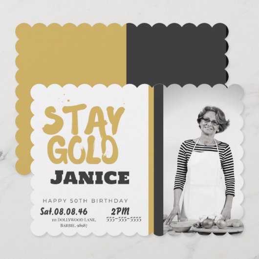 Fabolous Gold Golden 50th Personalized Kaart (Voorkant / Achterkant)